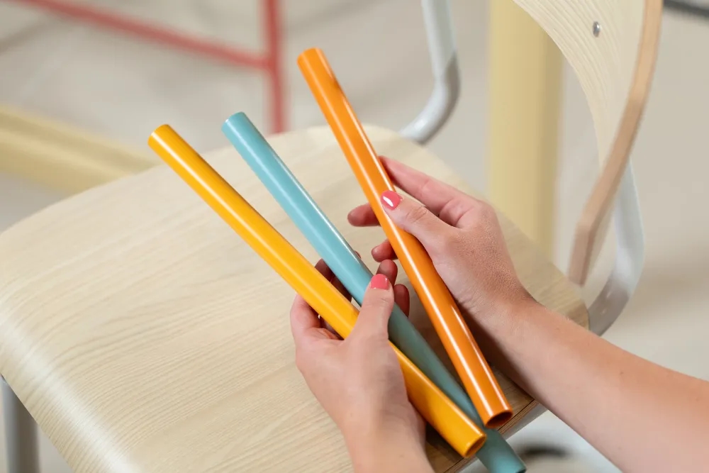 Conceptual image containing material and colour samples.