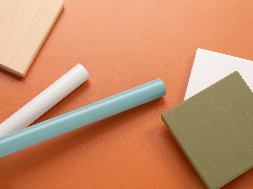 Conceptual image containing material and colour samples.