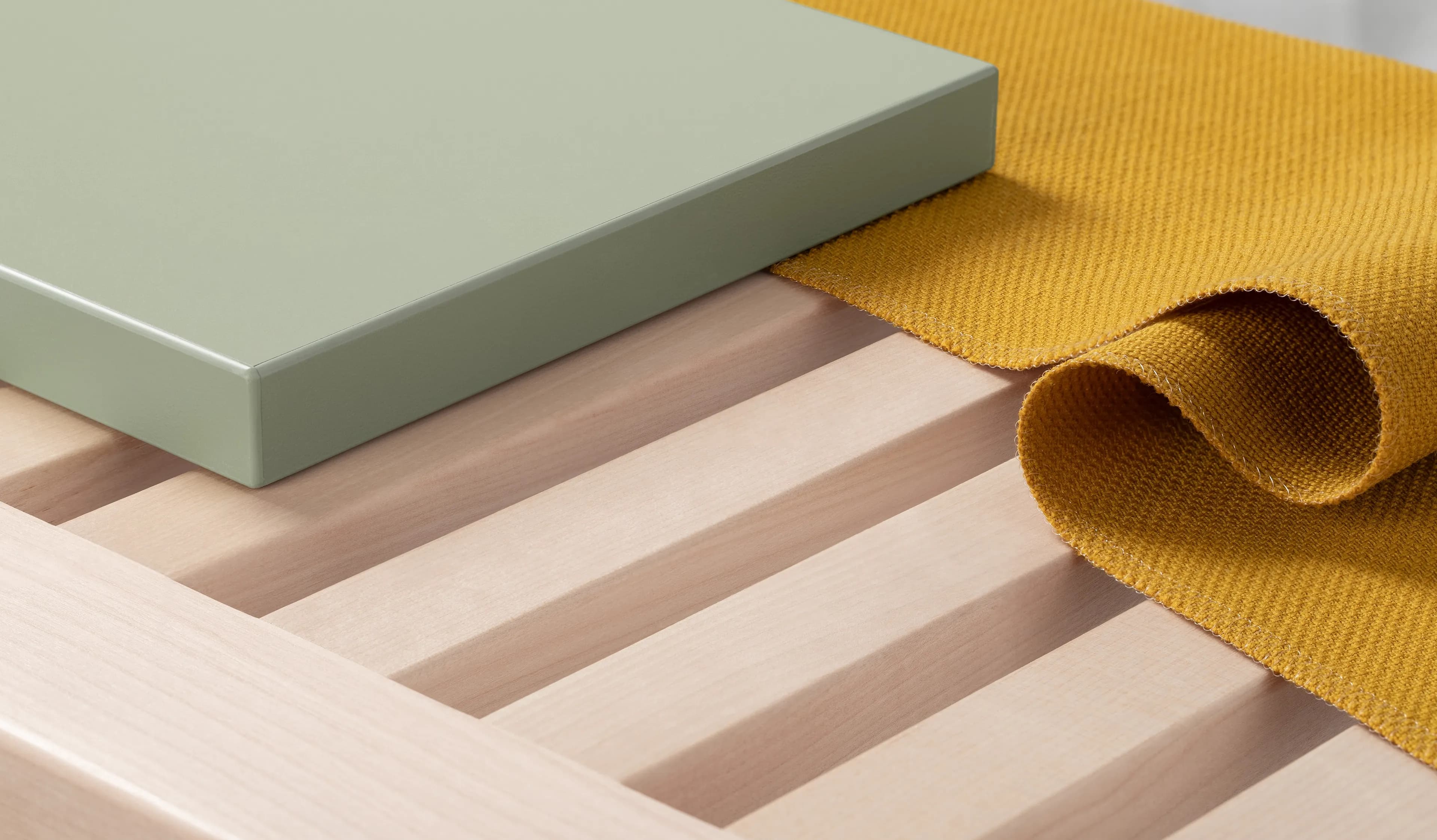 Conceptual image of materials, textiles and colours of Bifrost Preschool.