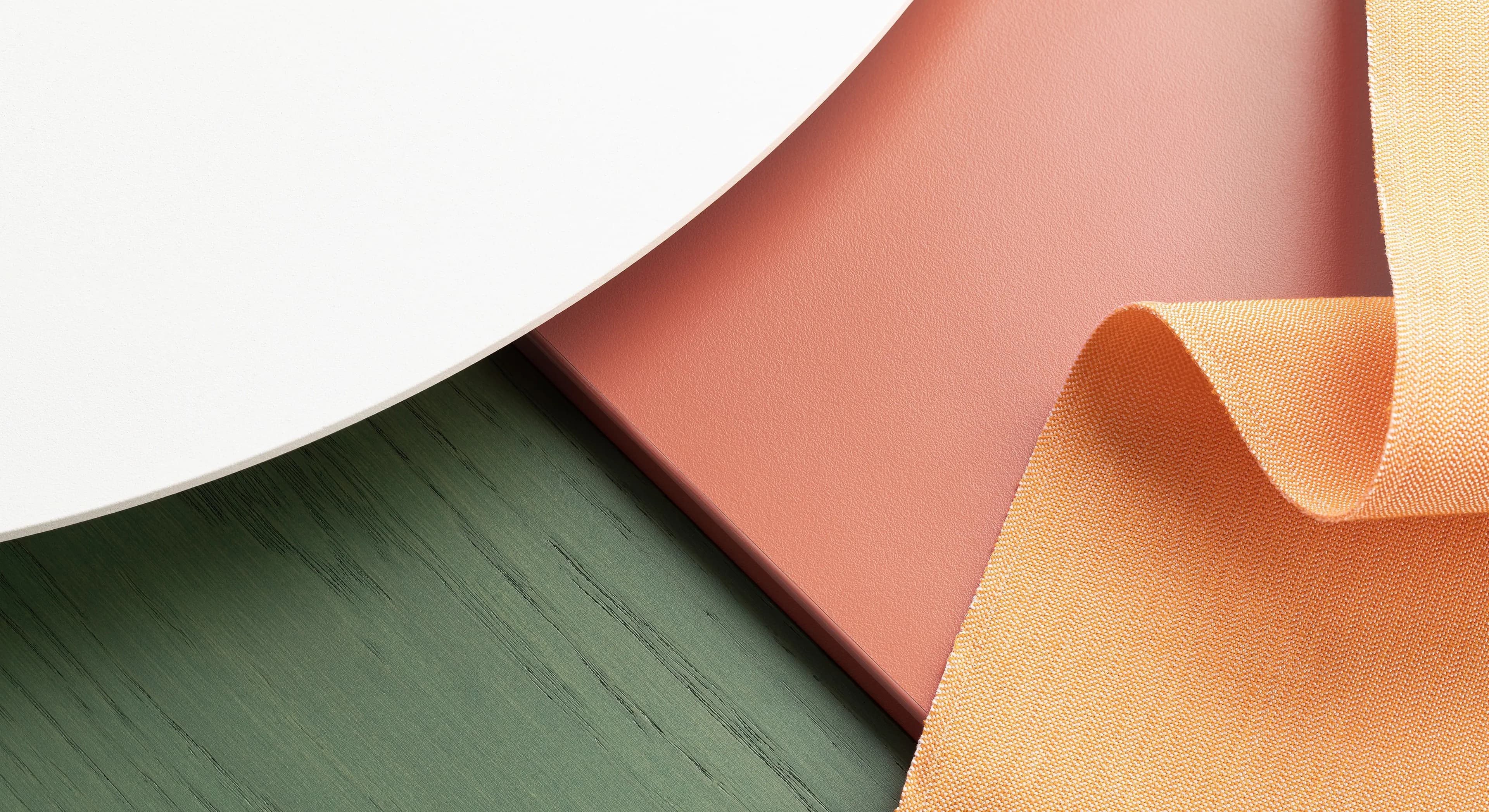 Conceptual image of materials, textiles and colours from Lundellska Upper Secondary School in Uppsala.